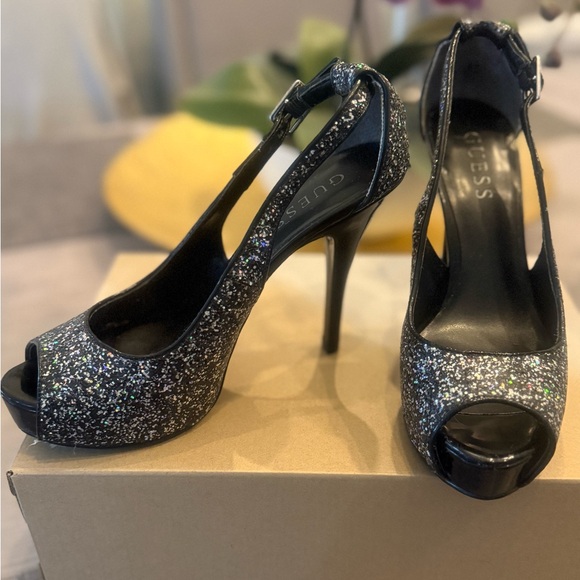 Guess Sparkling/Glittery Black Women's Heels - Picture 1 of 6